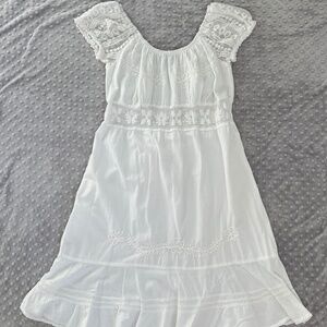 Cotonissimi White Dress Women's L Embroidered Crochet Lace Boho Romantic Italy